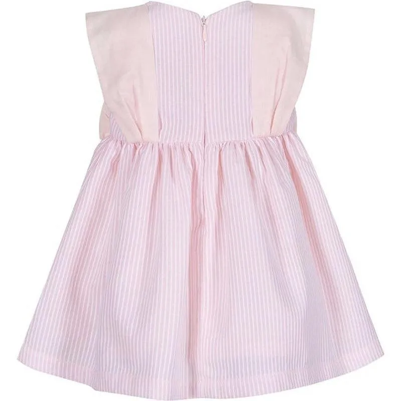 Girls Pink Dress Stripe With Bows