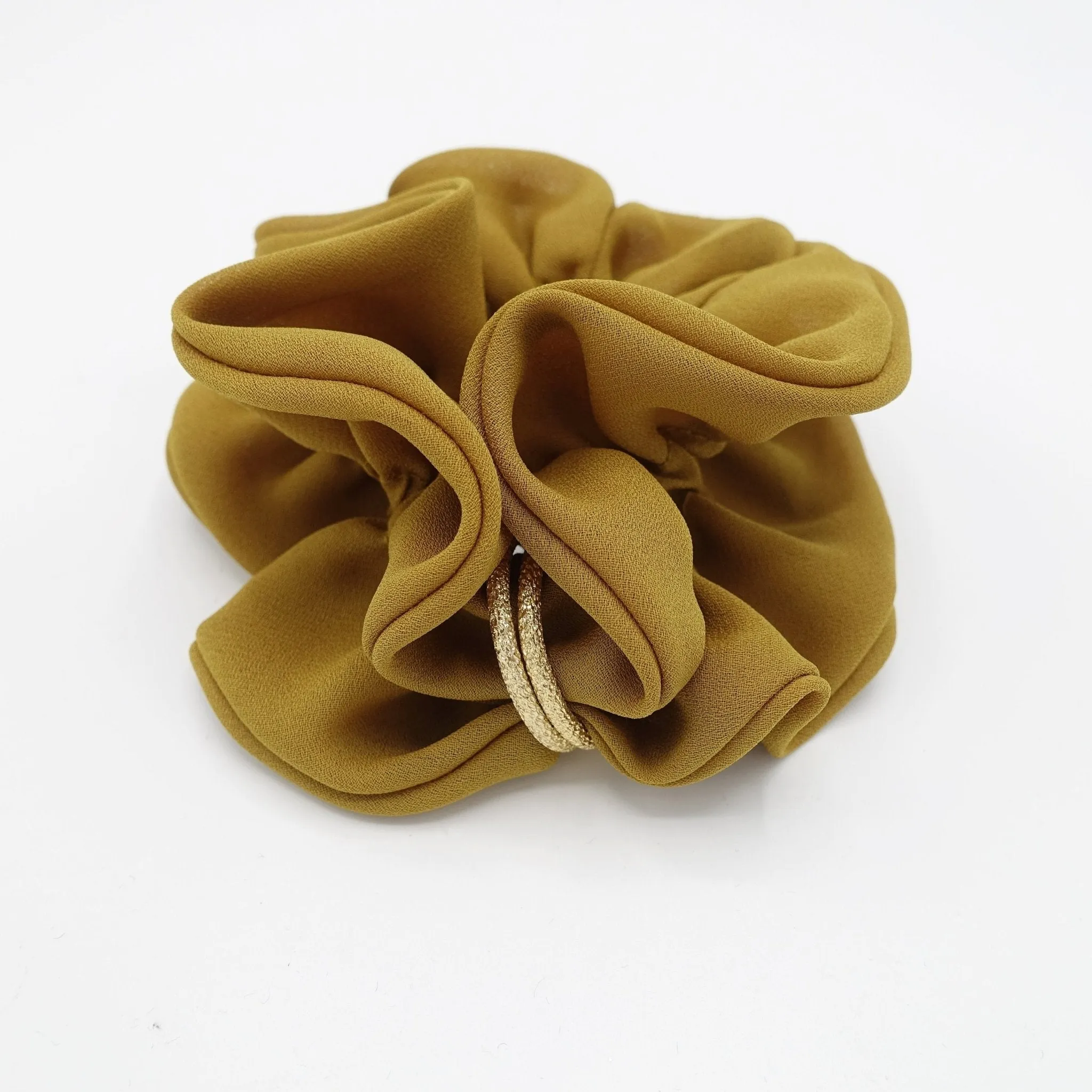 golden ring decorated chiffon scrunchies women hair accessory