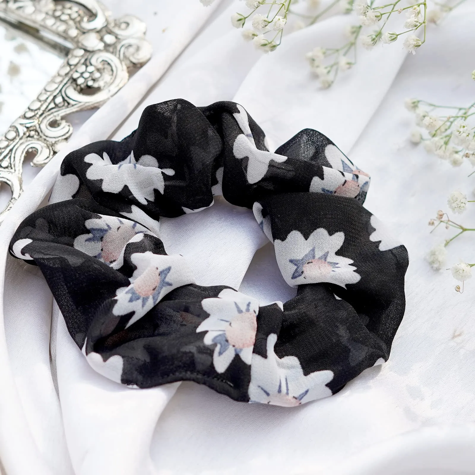 Joker & Witch Sunshine Chiffon Black Scrunchie for Women