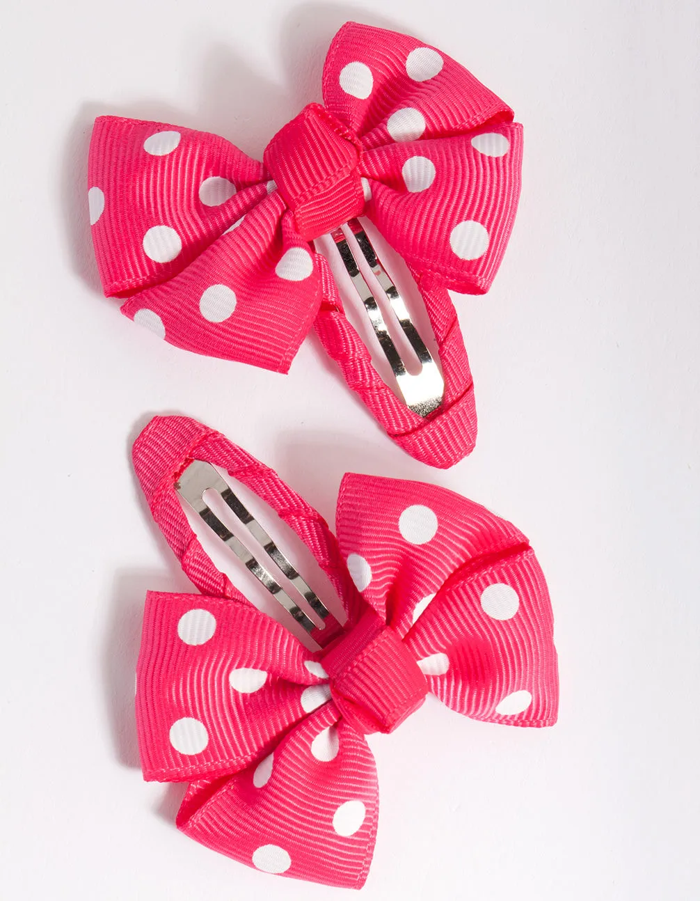 Kids Pink Polka Dot Bow Clip Pack