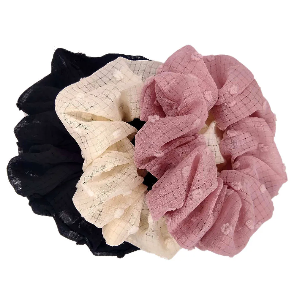 Large Flocked Swiss Dot Scrunchies