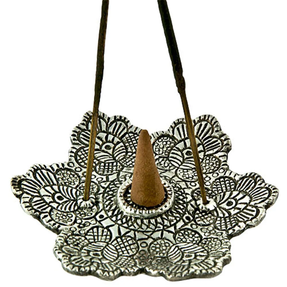 Lotus Aluminum Incense Stick / Cone Burner 4"