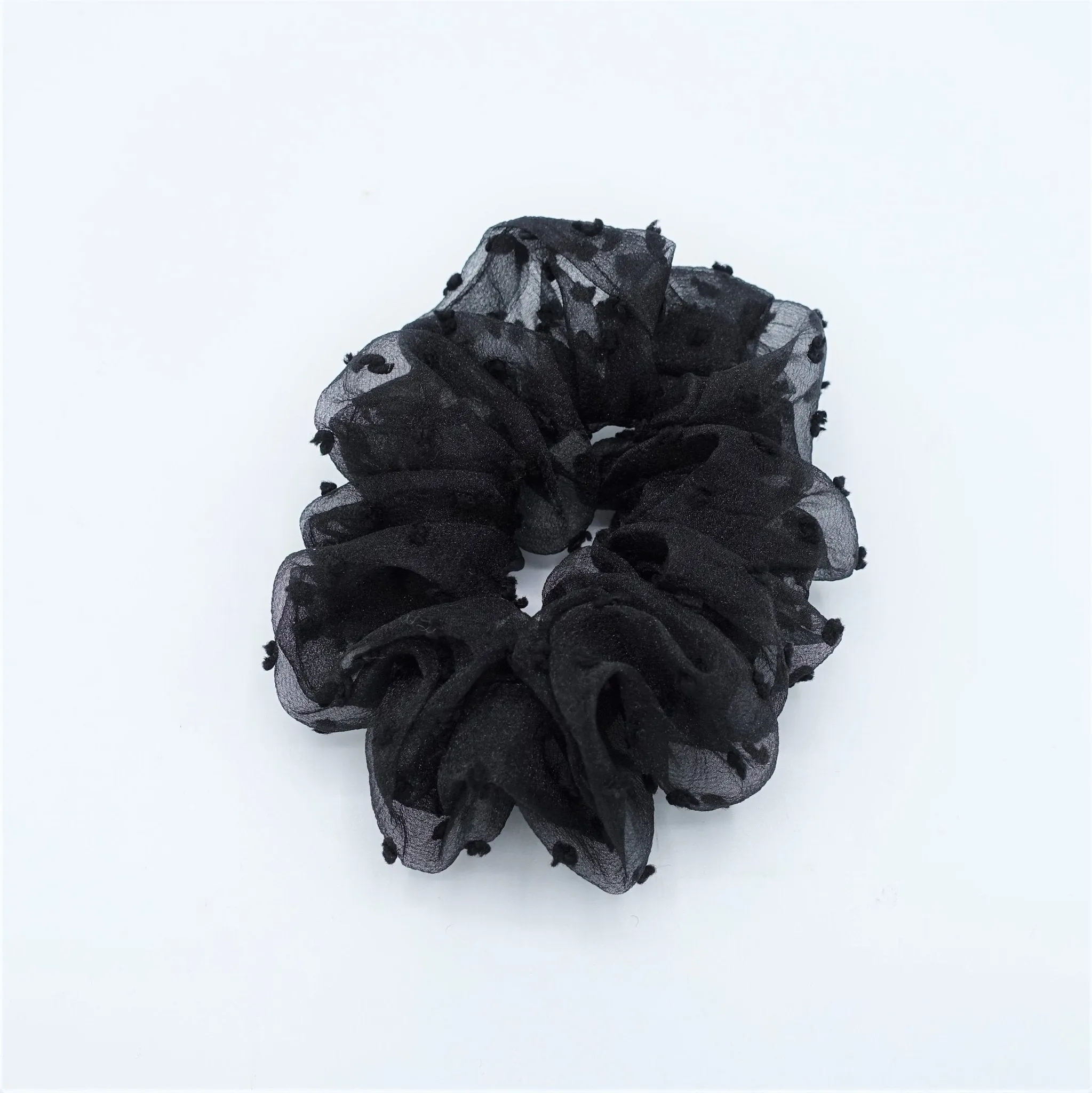 mesh translucent scrunchies fuzzy fabric dot scrunchie women hair accessory