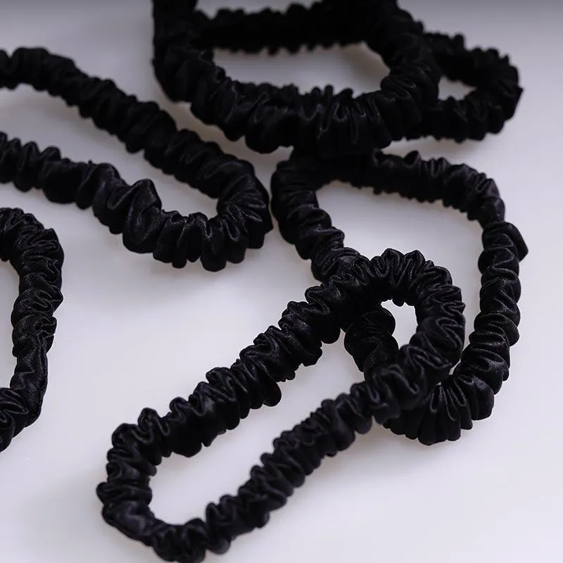 Mini silk scrunchies - Black - 6 pack - dropshipping