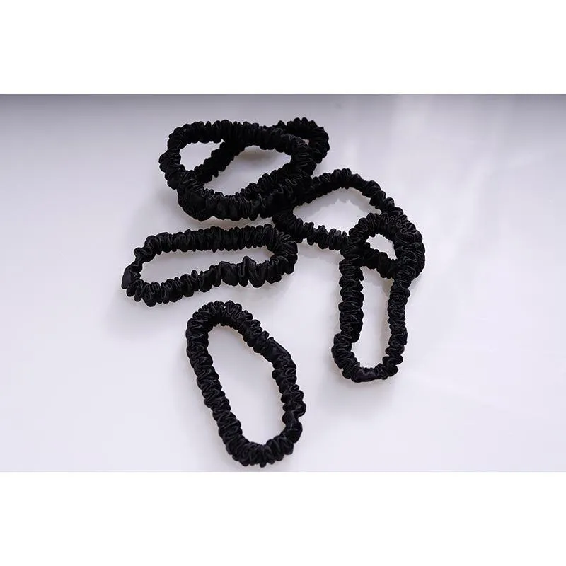 Mini silk scrunchies - Black - 6 pack - dropshipping