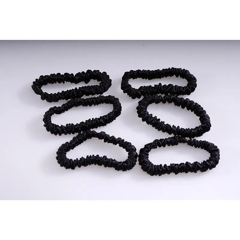 Mini silk scrunchies - Black - 6 pack - dropshipping