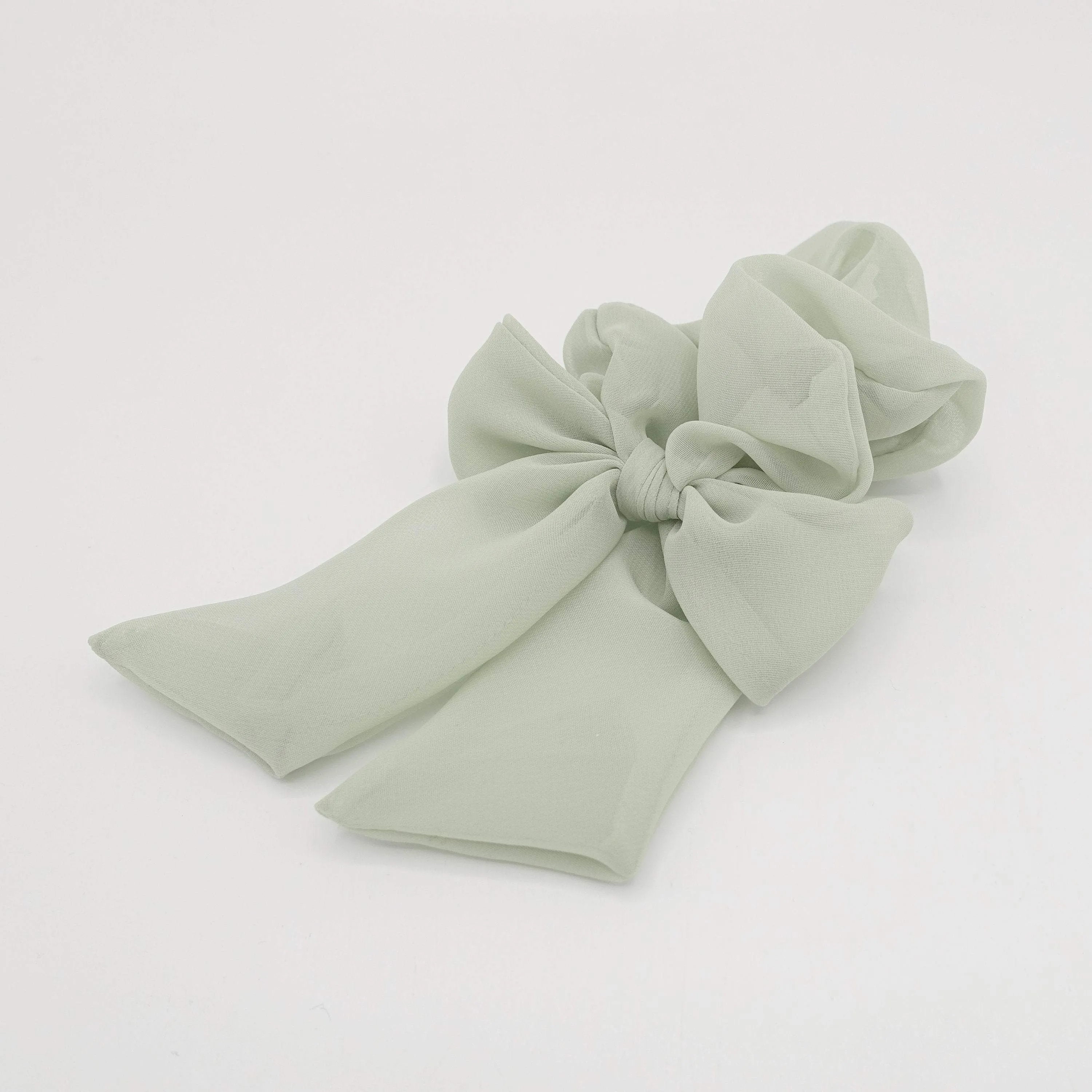 neutral chiffon bow knot scrunchies basic casual hair tie for women