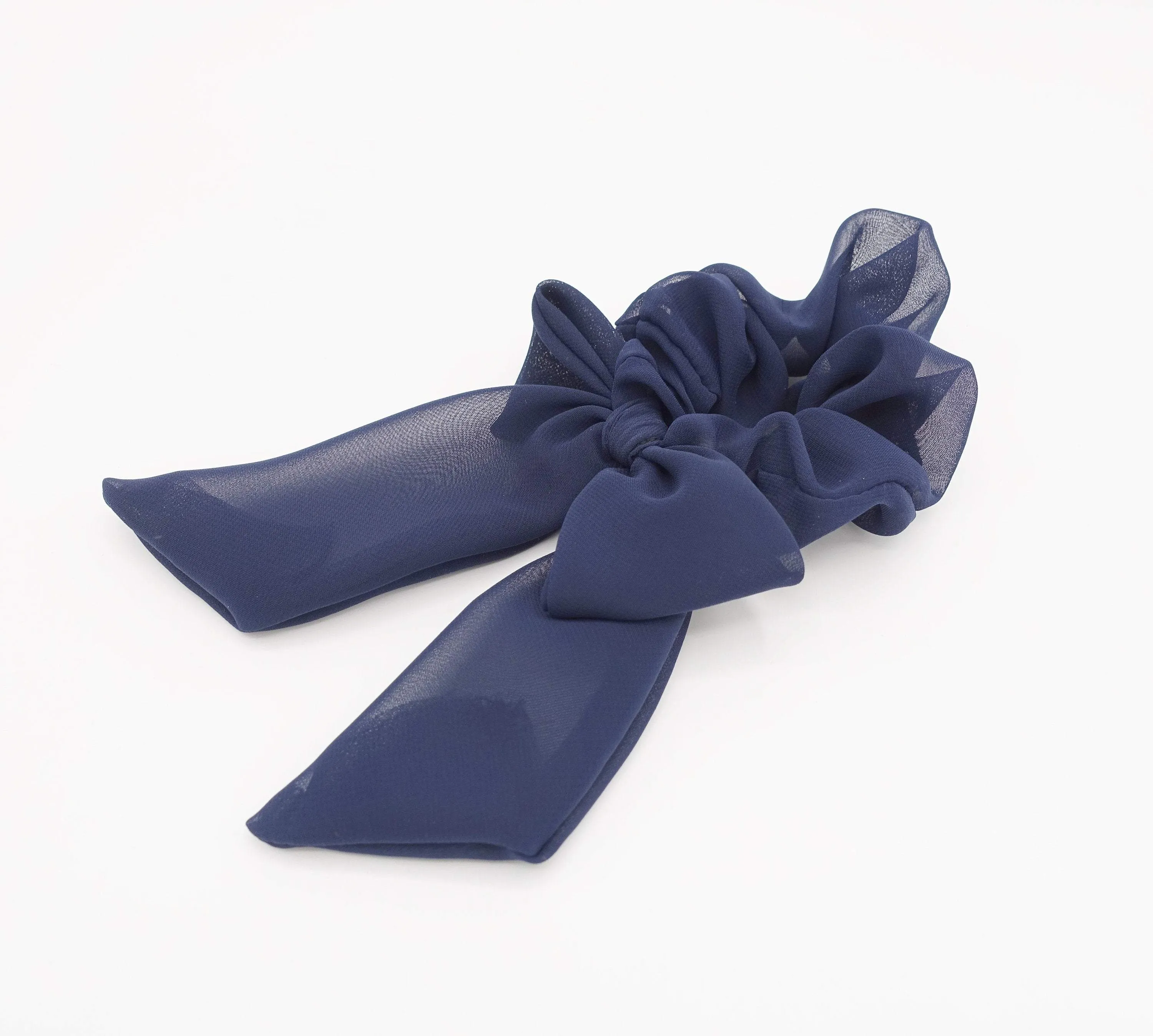 neutral chiffon bow knot scrunchies basic casual hair tie for women