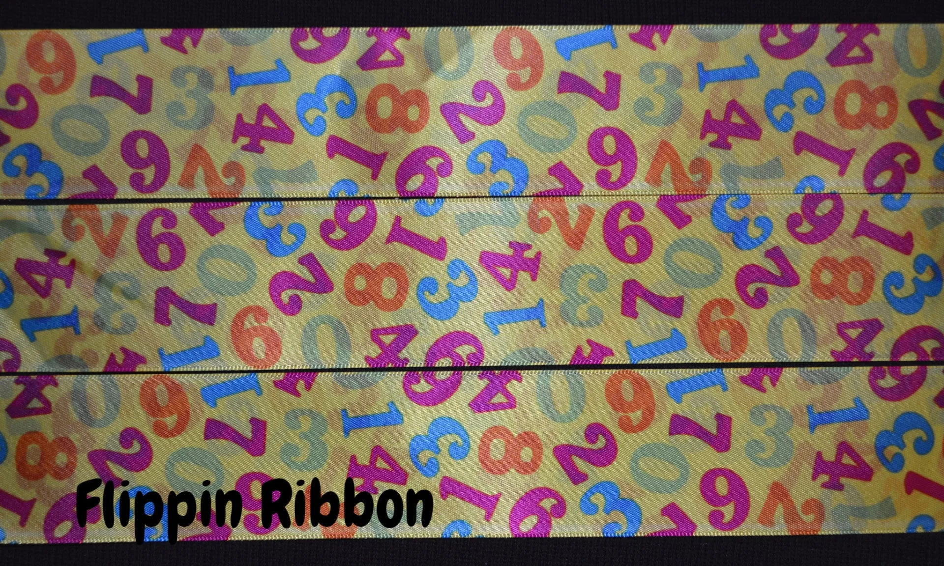 Numbers Ribbon - 1 1/2 inch Printed Satin