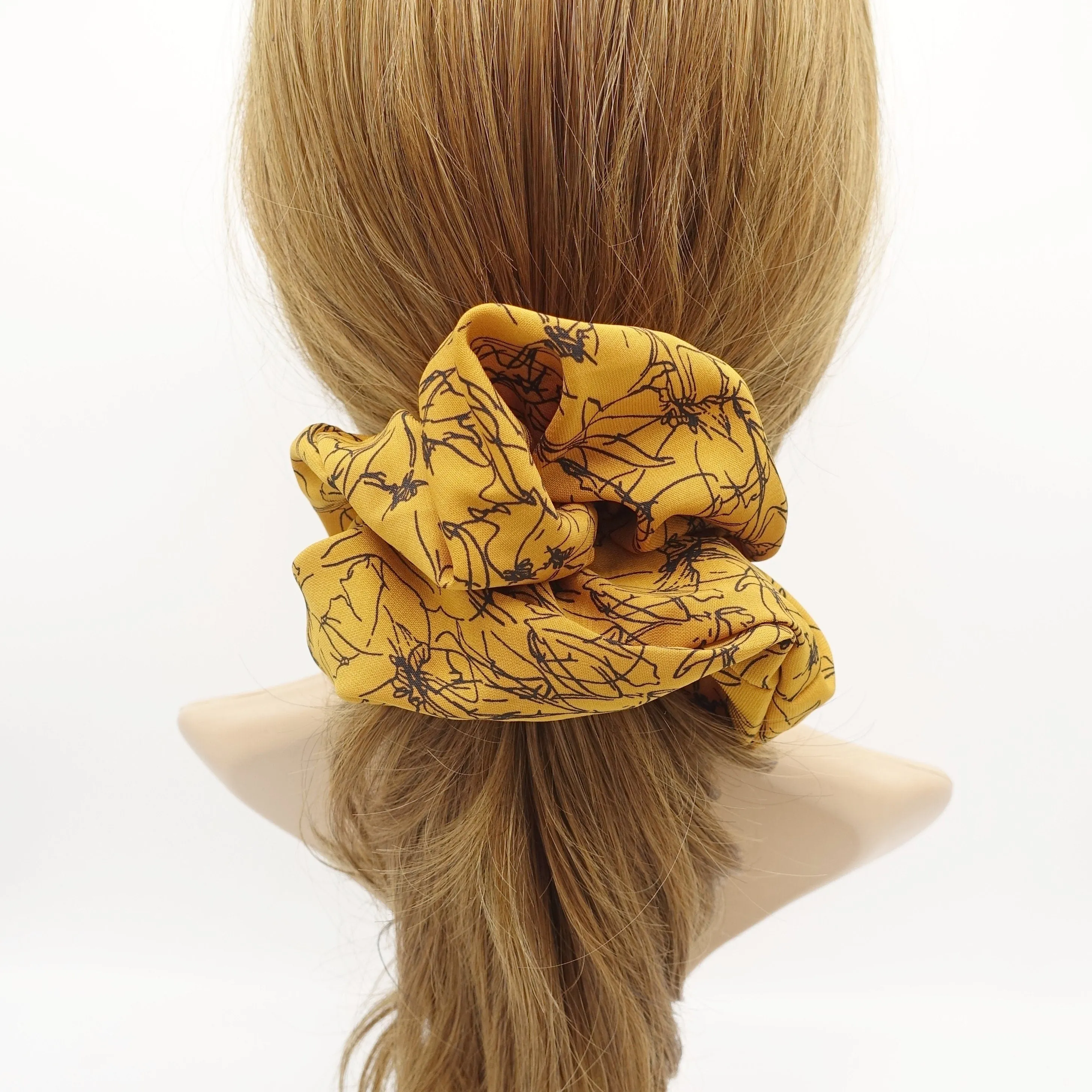 oversized scrunchies abstract minimal flower print hair elastic scrujnchie for women