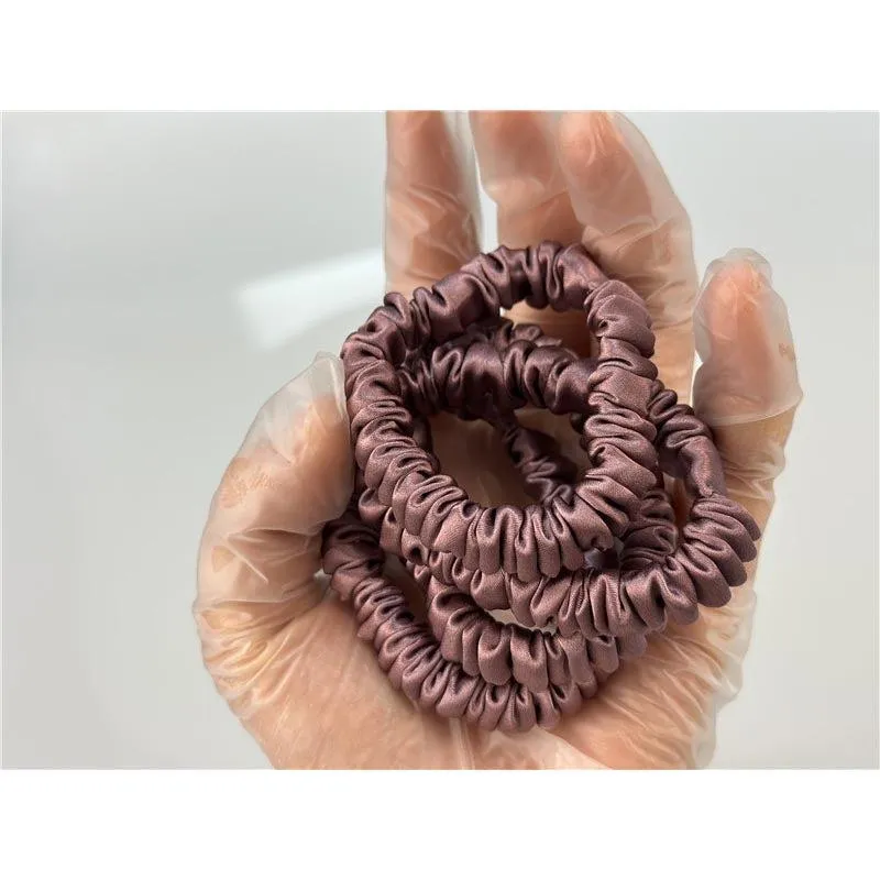 Pale Mauve silk scrunchies mini