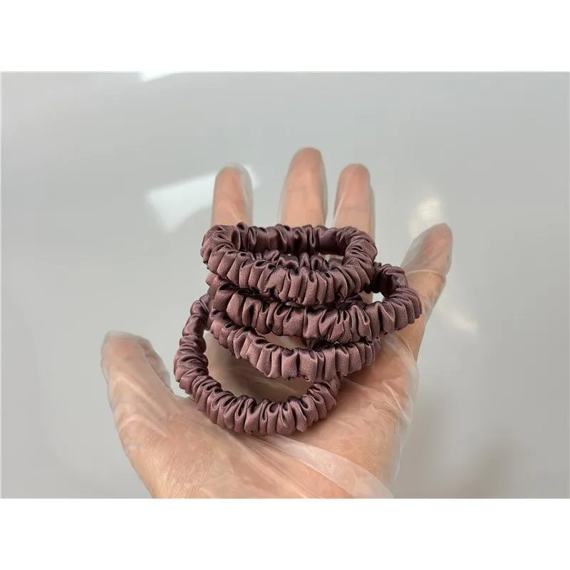 Pale Mauve silk scrunchies mini