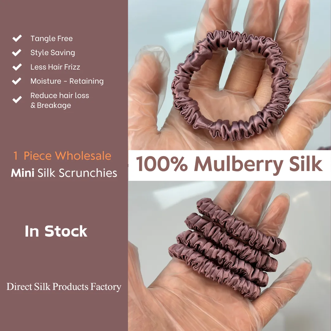 Pale Mauve silk scrunchies mini