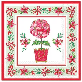 Poinsettia Topiary Paper Luncheon Napkins