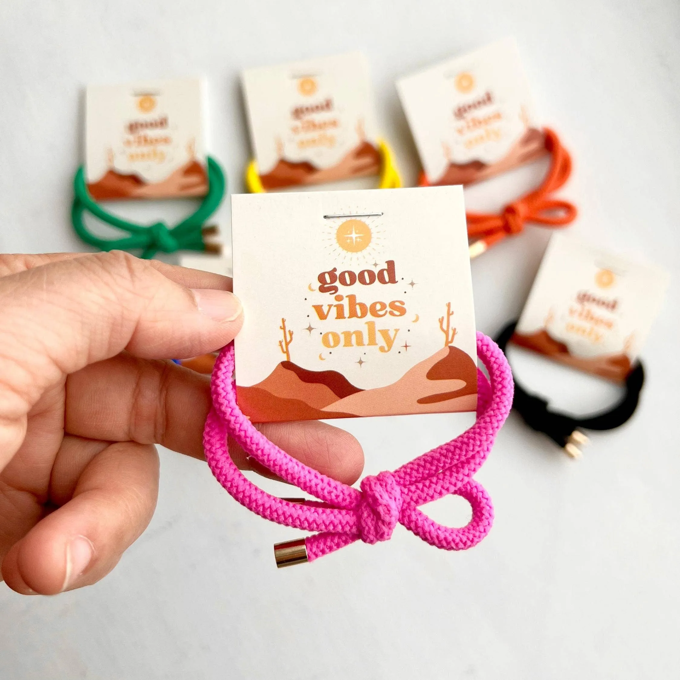 "Good Vibes" Boho Shoelace Elastic Hair Tie