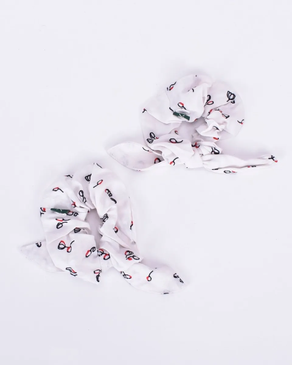 Rose Printed Bamboo Scrunchies (Set of 2)