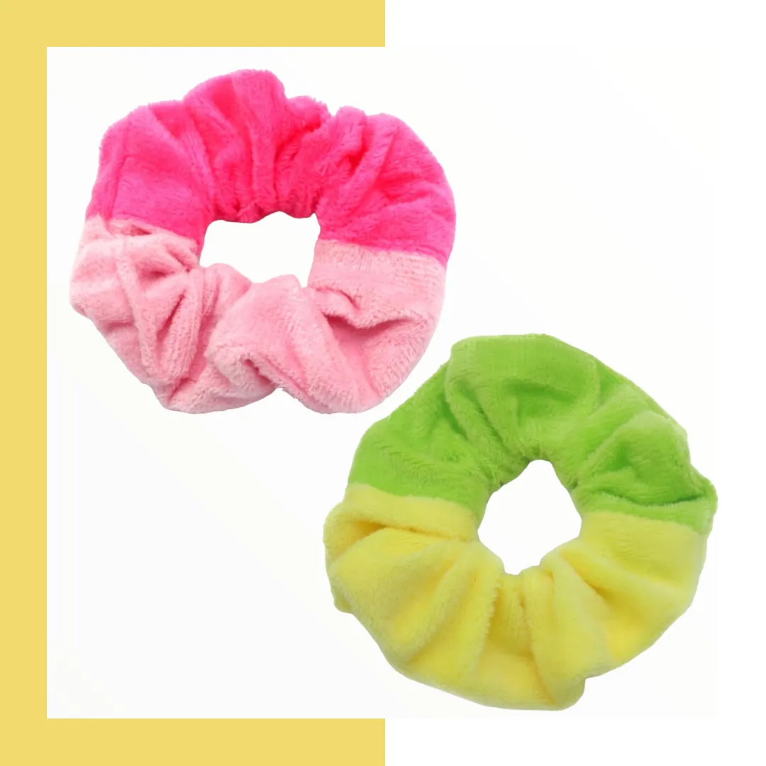 Set 2 scrunchies haarelastieken happy duo colors