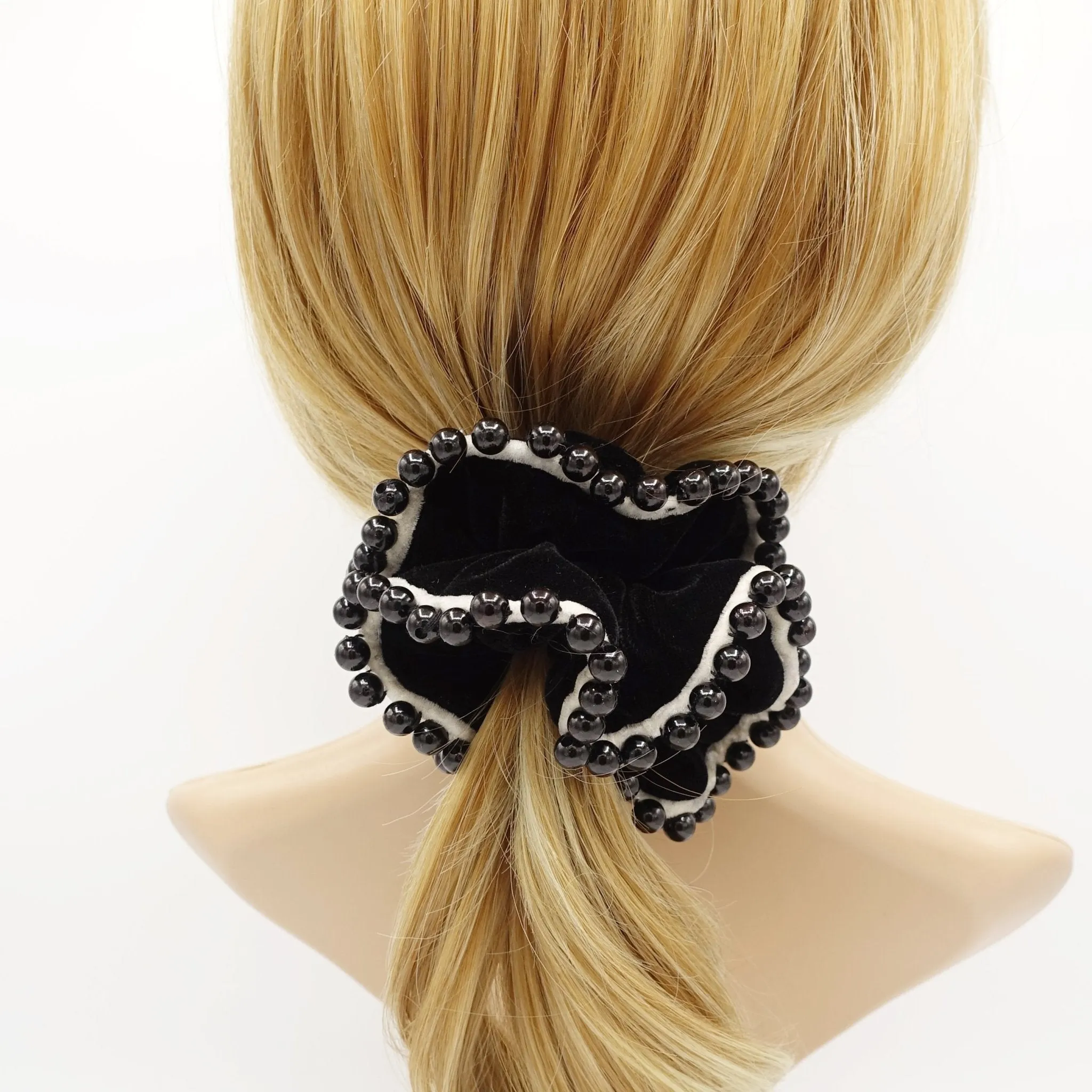 sleek pearl ball trim silk velvet scrunchies decorated hair elastic scrunchy women hair accessories