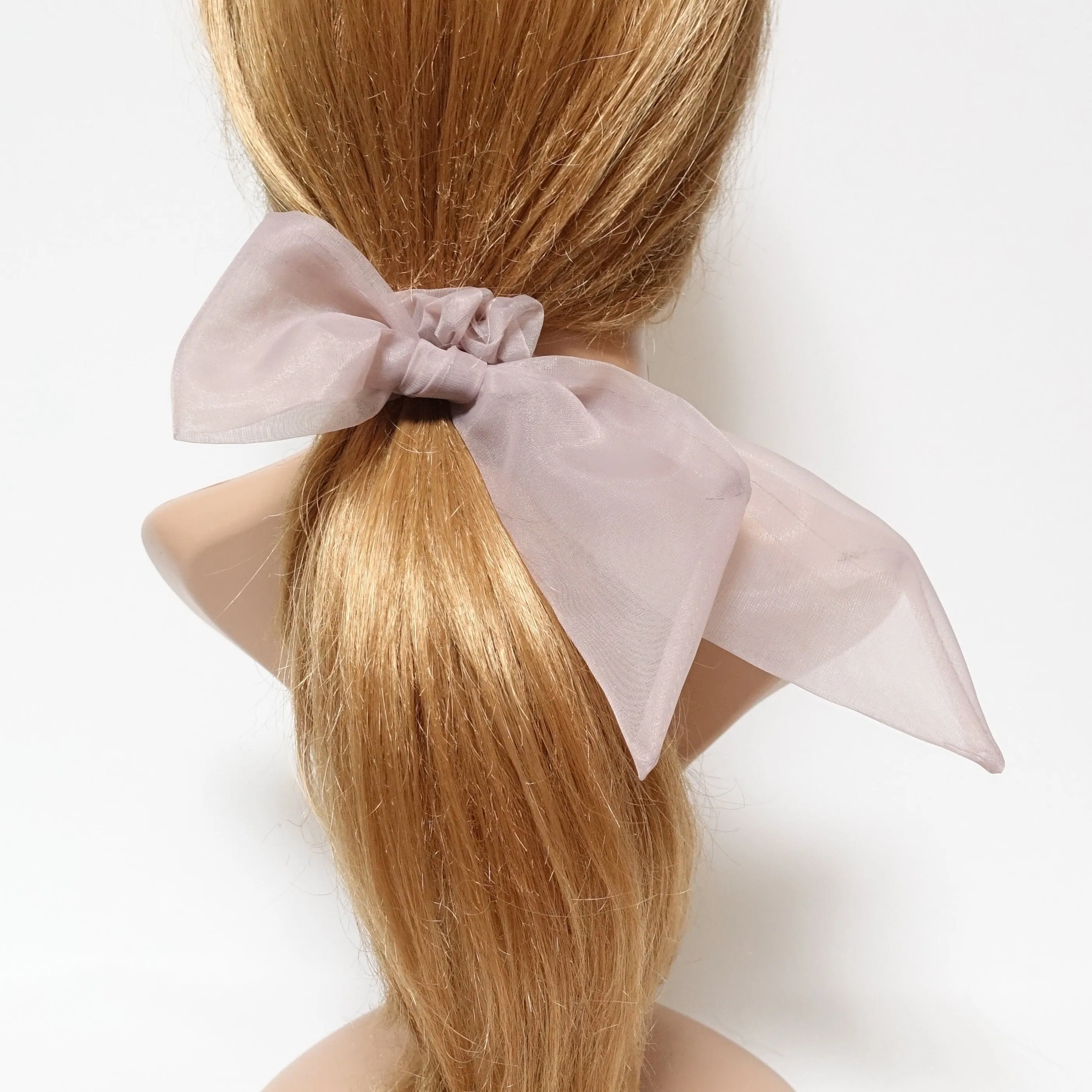 solid organdy mesh bow knot scrunchies woman hair accessory