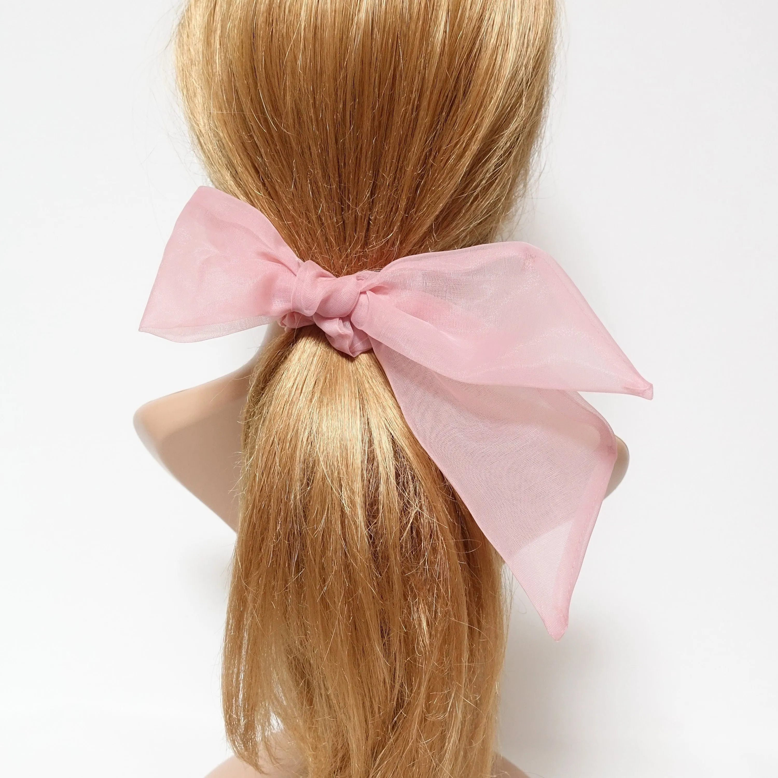 solid organdy mesh bow knot scrunchies woman hair accessory