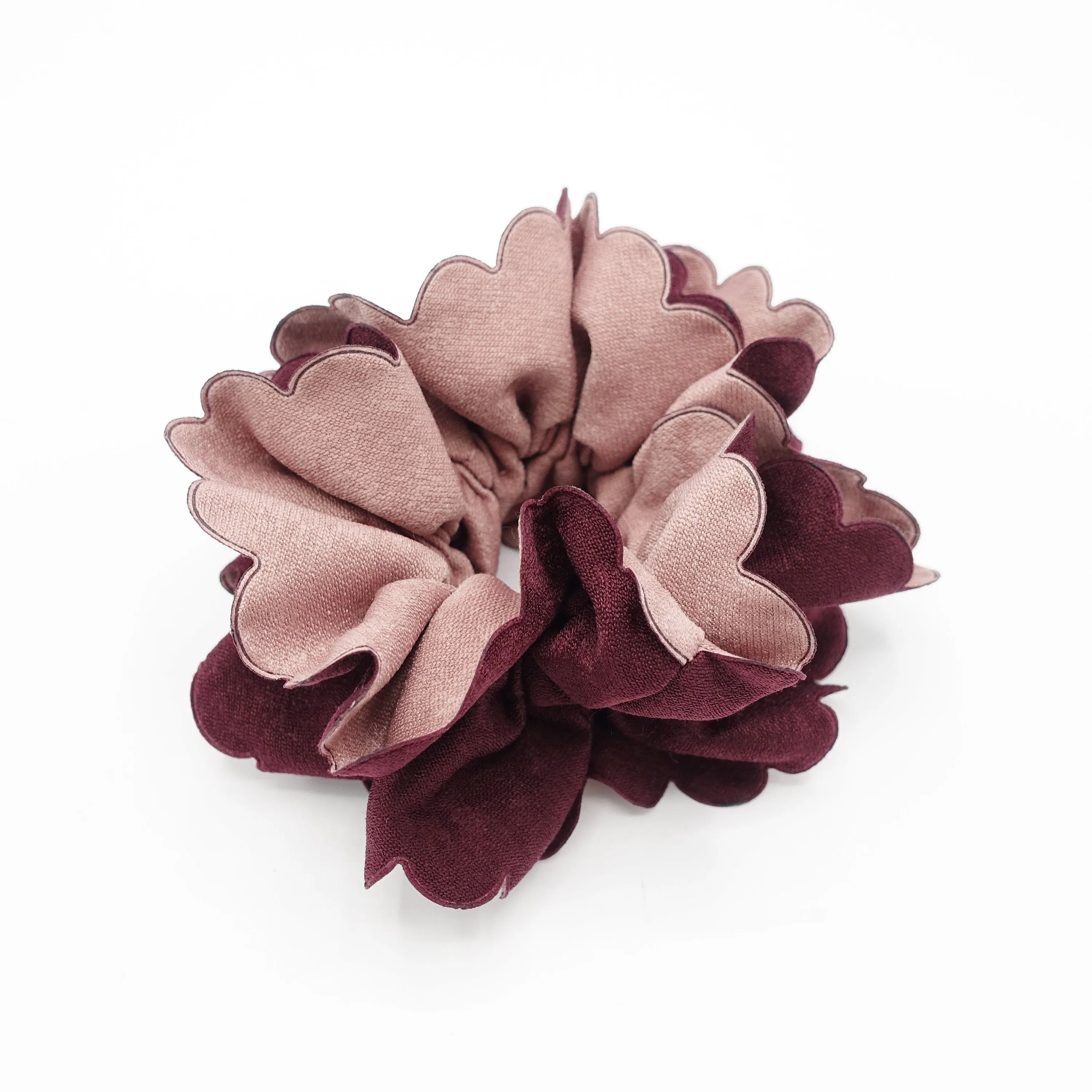 two tone scrunchies micro fiber floral petal scrunchie hair elastic women hair accessories