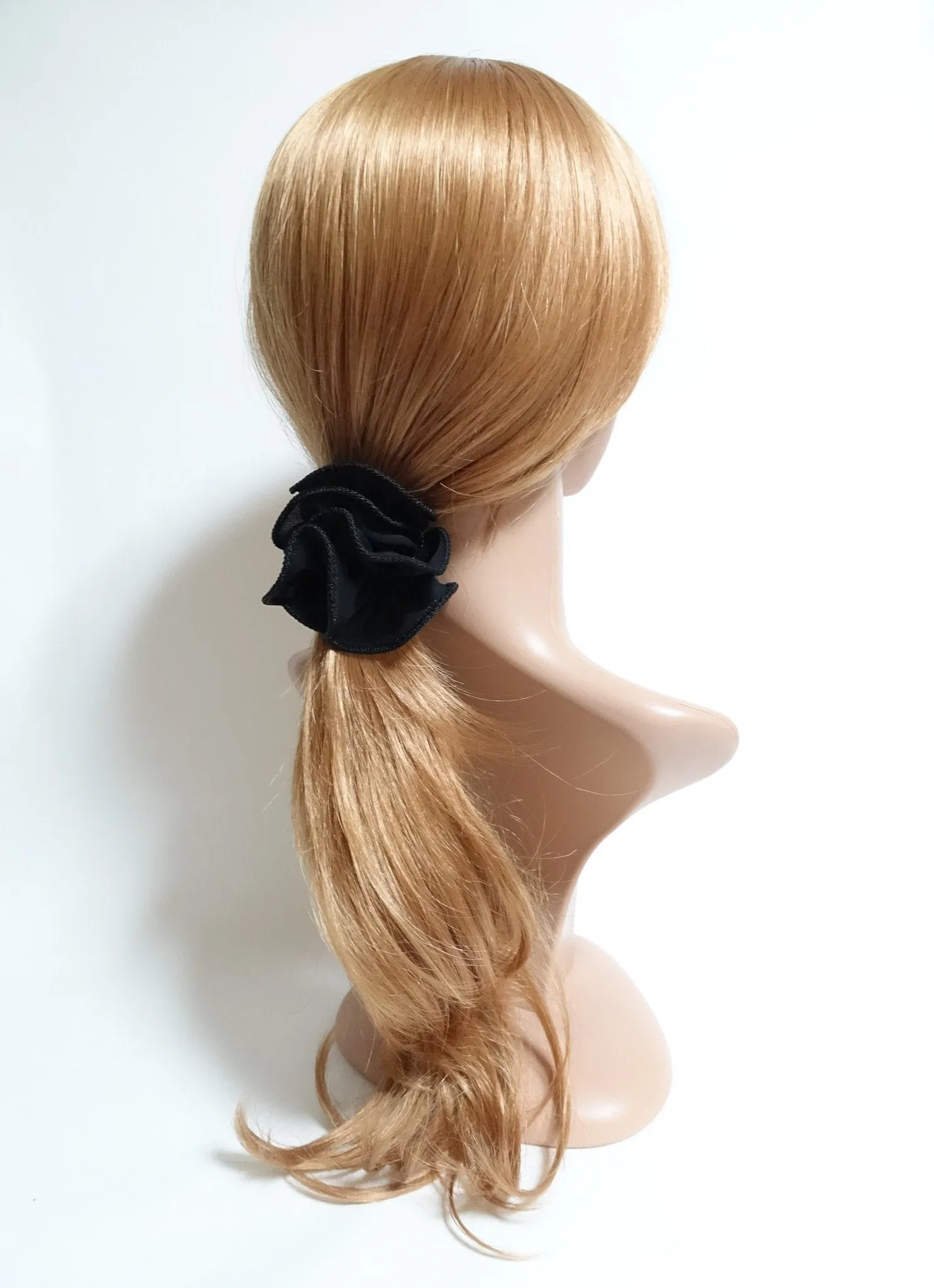 White Thread Trim Hair Chiffon Scrunchies Elastic Band Women Hair Accessories