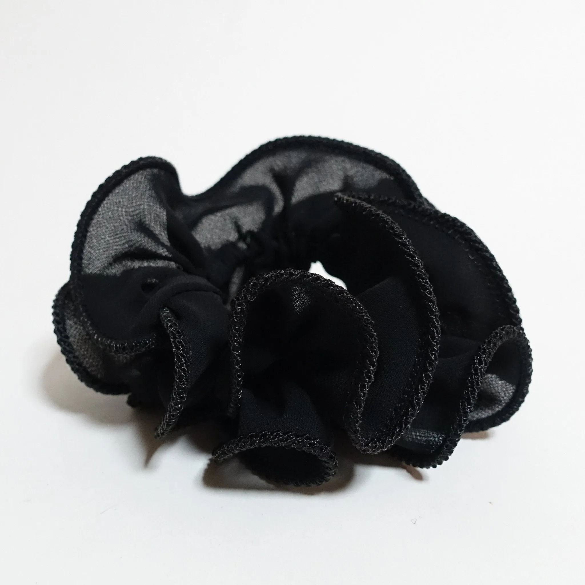 White Thread Trim Hair Chiffon Scrunchies Elastic Band Women Hair Accessories