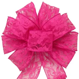 Wired Bright Pink Lace Bows (2.5"ribbon~10"Wx20"L)