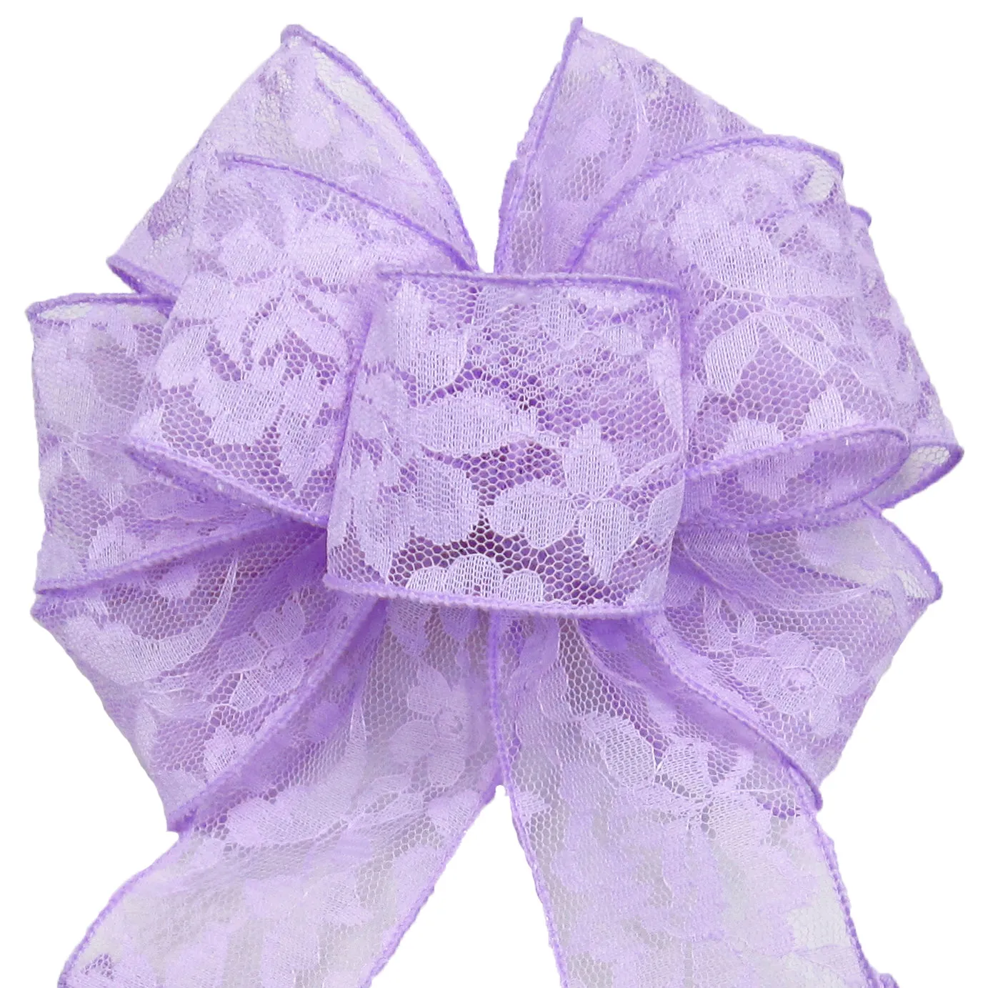 Wired Lavender Lace Bows (2.5"ribbon~8"Wx16"L)