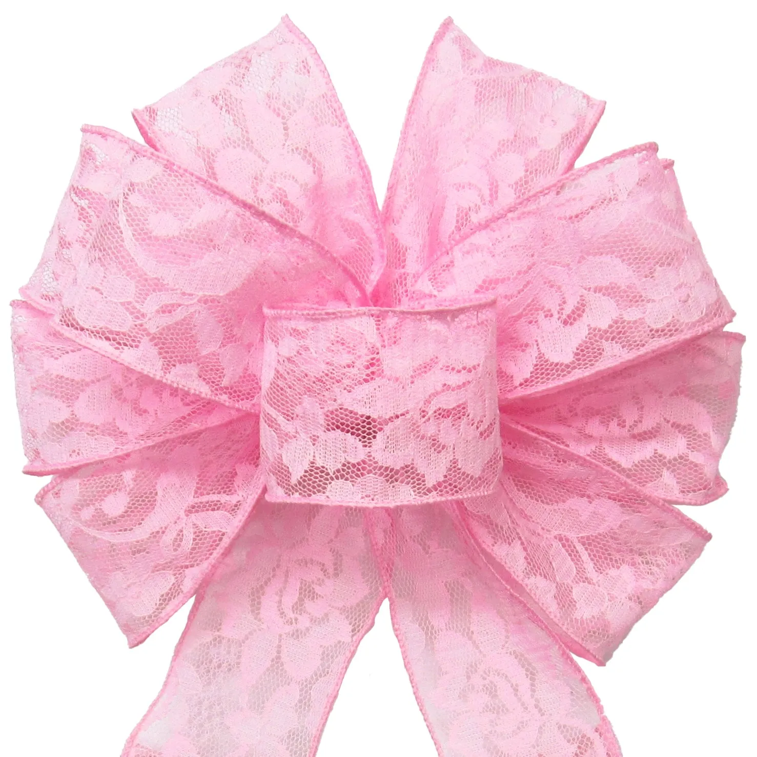 Wired Light Pink Lace Bows (2.5"ribbon~10"Wx20"L)