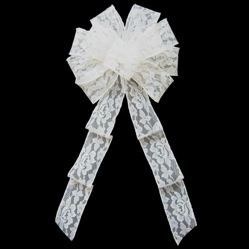 Wired Mystic Ivory Lace Bows (2.5"ribbon~8"Wx16"L)