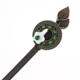 Wood Stick with Calla Lily Metal Piece and Shell Flower Green